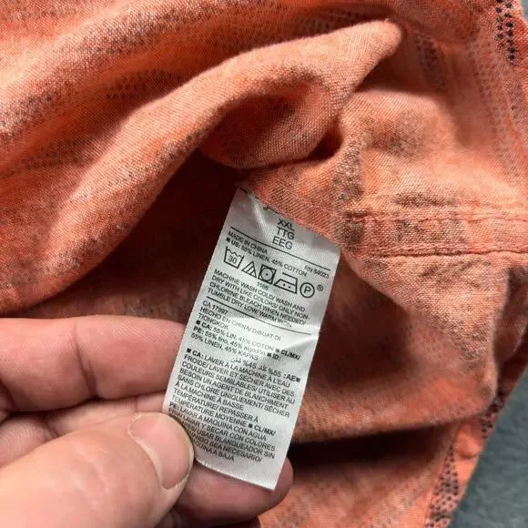 Old Navy Camp Shirt Men's XXL Peach Linen Blend Slim Fit Short Sleeve Breathable - Picture 4 of 7